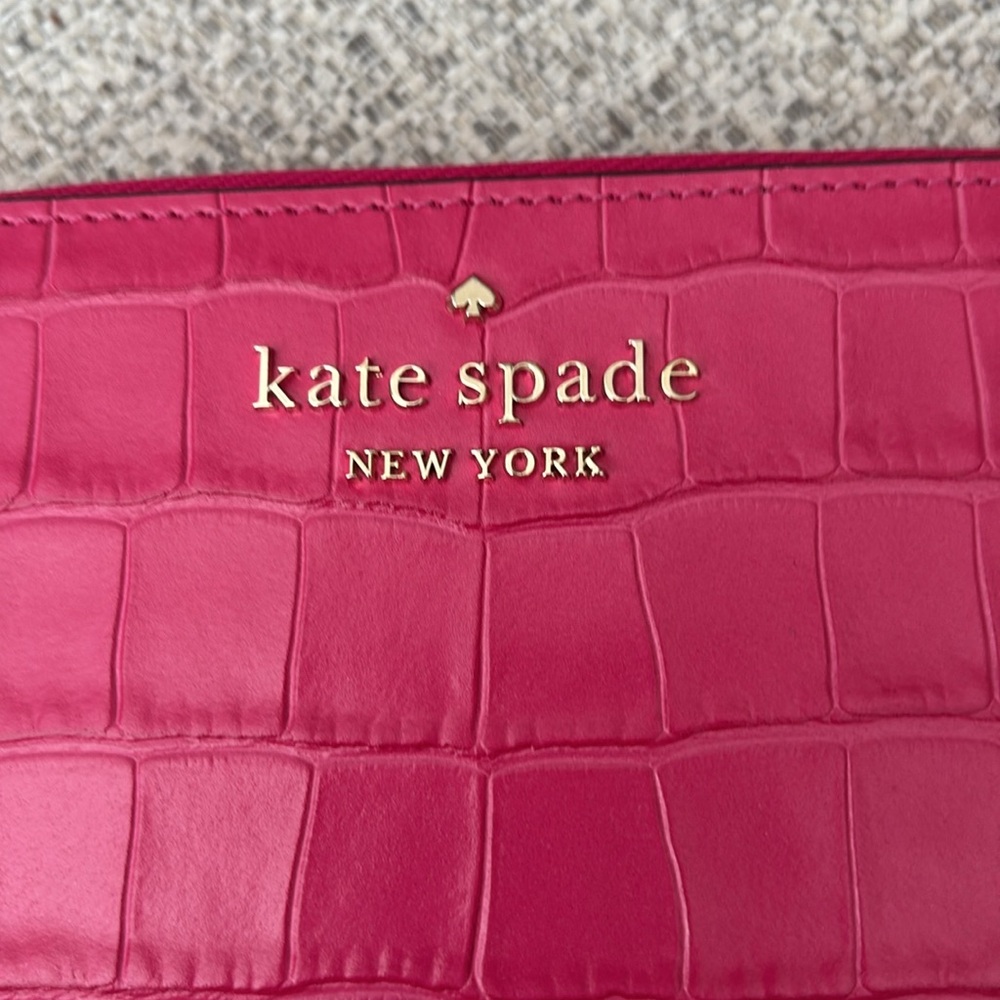 Kate Spade Croc Embossed Large Continental Wallet In Festive Pink - Picture 7 of 16